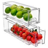 Gavetas De Geladeira Sorbus Clear Stackable Refrigerator, Pacote Com 2