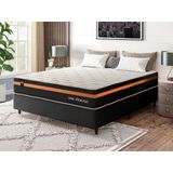 Conjunto Cama Box C/ Molas Ensacadas Sirius Preto Casal 138x188x65
