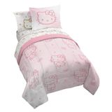 Conjunto De Edredom Jay Franco Hello Kitty Twin De 5 Peças