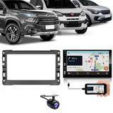 Central Multimídia 2 Din Carplay Android Auto Fiat Uno Moldura + Câmera Pt Fosco