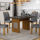 Conjunto Sala De Jantar Mesa Lara 4 Cadeiras Clara Freijo/cinza