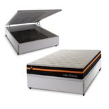 Conjunto Box Baú Branco Sirius Preto 138x188x72 C/ Molas Ensacadas