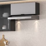Armário 80cm 1 Porta Horizontal Mdf Dobradiças Slow Motion Lumina Itatiaia Grafite/fendi