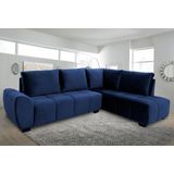 Sofá De Canto 6 Lugares Hellen Lugano Com Revestimento Em Tecido Velut Azul E 205/190 Cm