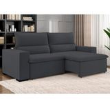 Sofá 3 Lugares Retrátil E Reclinável 220cm Belize Grafite