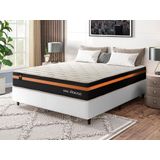 Conjunto Cama Box C/ Molas Ensacadas Sirius Preto Casal 138x188x65
