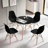 Conjunto De Mesa Redonda 80cm Com 4 Cadeiras Eiffel Preto