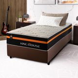 Conjunto Cama Box C/ Molas Ensacadas Sirius Preto Solteiro 88x188x65