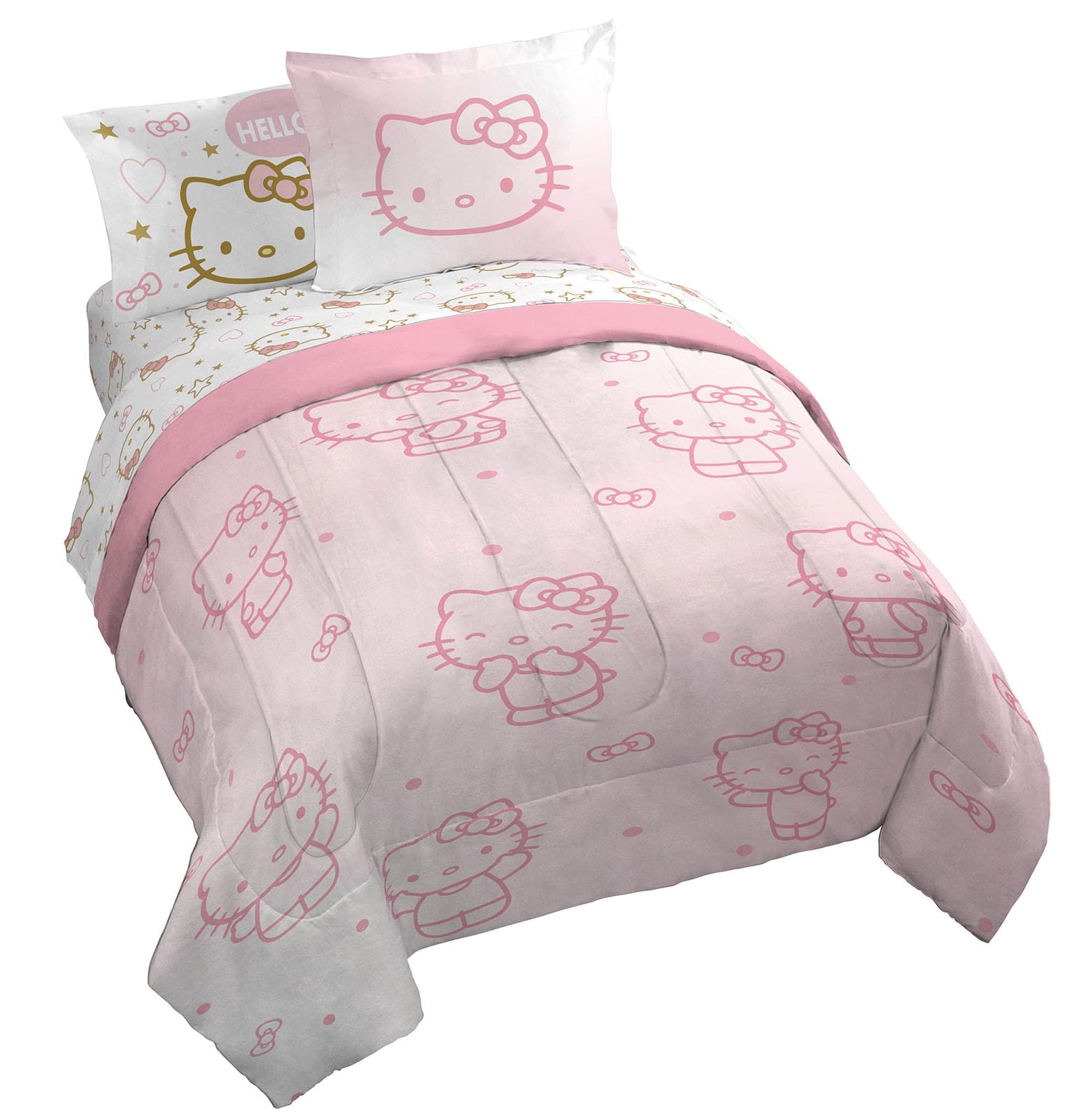 Conjunto De Edredom Jay Franco Hello Kitty Queen 7 Peças