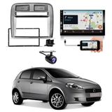 Central Multimídia 2 Din Carplay Android Auto Fiat Punto Moldura + Câmera Grafite