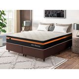 Conjunto Cama Box Marrom C/ Molas Ensacadas Sirius Preto King 193x203x65