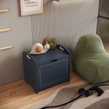 Baú Davi Retrô Com Divisória Interna 100% Mdf 15cm Bp – 55cm X 51cm X 40cm Lxaxp Azul Tx