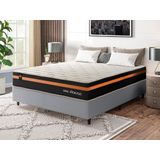 Conjunto Cama Box C/ Molas Ensacadas Sirius Preto Casal 138x188x65