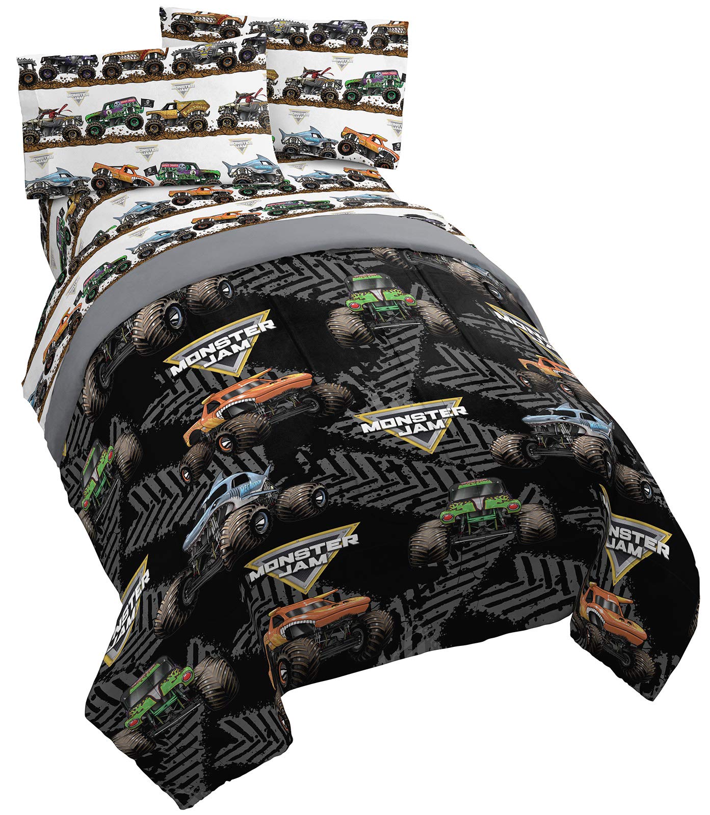 Conjunto De Cama Jay Franco Monster Jam Tracks Completo Com Edredom