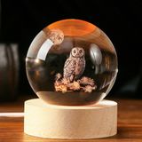 Bola De Cristal Ifolaina 3d Owl 60mm Em Cristal Com Base De Luz