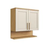 Armário Aéreo De Cozinha 2 Portas Com Prateleira 80cm 100% Mdf Estônia Espresso Móveis Amêndoa/off White