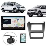 Central Multimídia 2 Din Carplay Android Auto Crossfox 2012-13 Moldura + Câmera