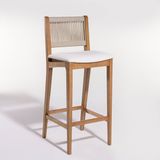 Banqueta Alta 41cm X 47cm X 105cm Linha Tune Verniz Mel/corda Areia/tecido Acquablock Cru