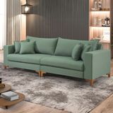 Sofá 3 Lugares 4 Almofadas 90x240x90 Cm Verde