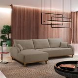 Sofá 4 Lugares Com Chaise Lado Esquerdo 300cm Em Veludo Mercúrio Marrom