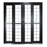 Porta De Correr De Aço 215x200cm Pantografica Grade Quadrada Ideal Crv Esquadrias Preto