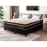 Conjunto Cama Box Preto C/ Molas Ensacadas Sirius Preto King 193x203x65