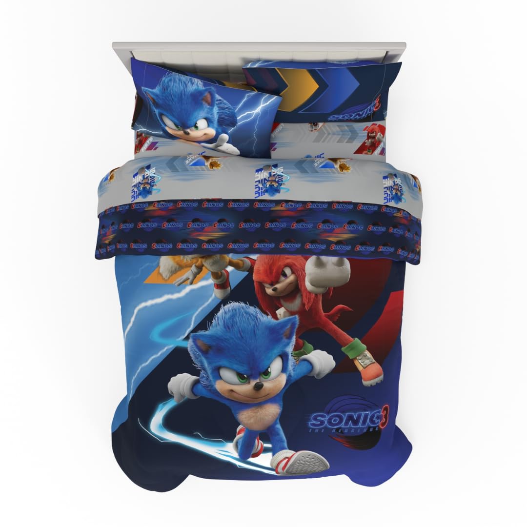 Conjunto De Roupa De Cama Franco Sonic The Hedgehog 3 Movie Twin Size