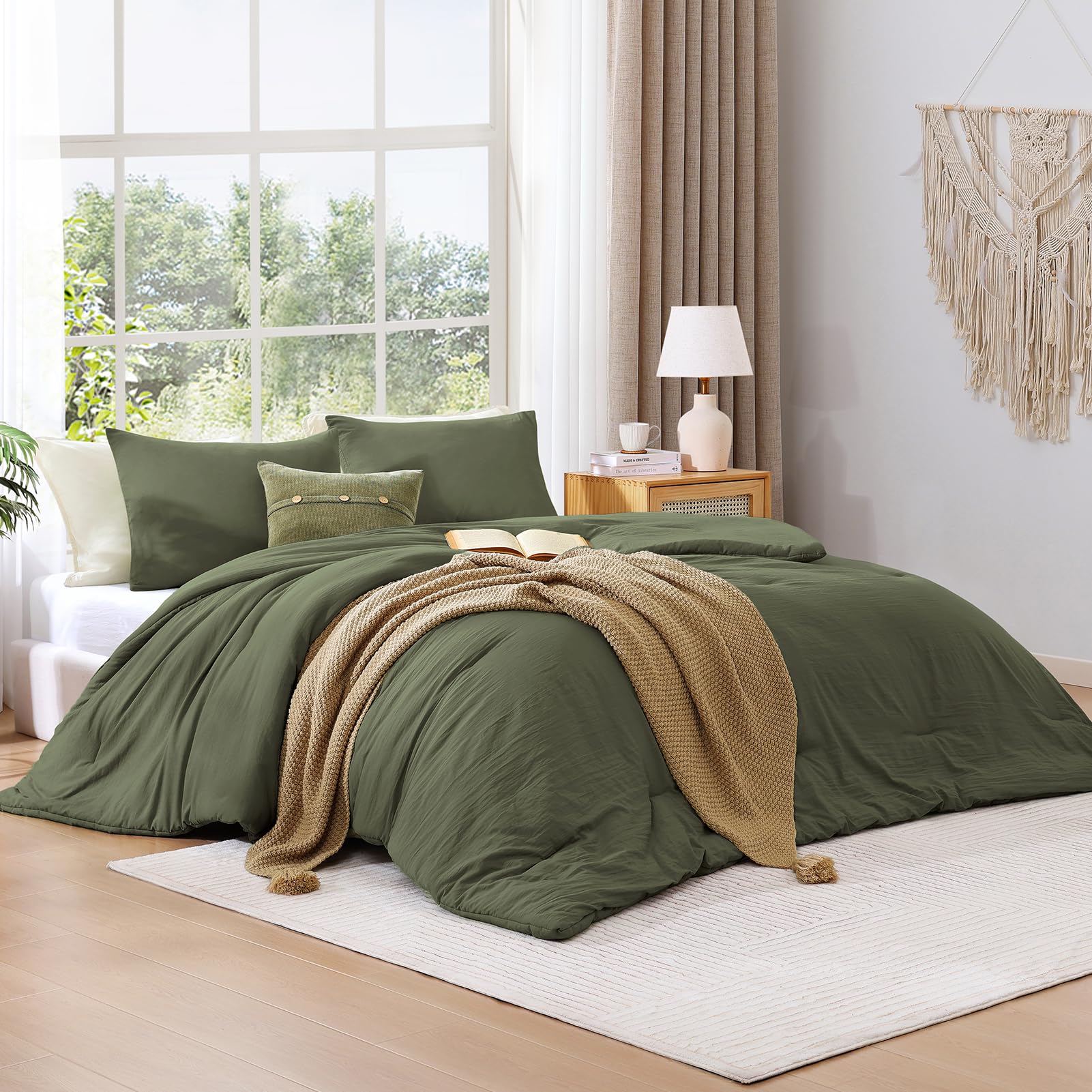 Conjunto De Edredom Wrensonge King Size Verde Oliva, 3 Peças