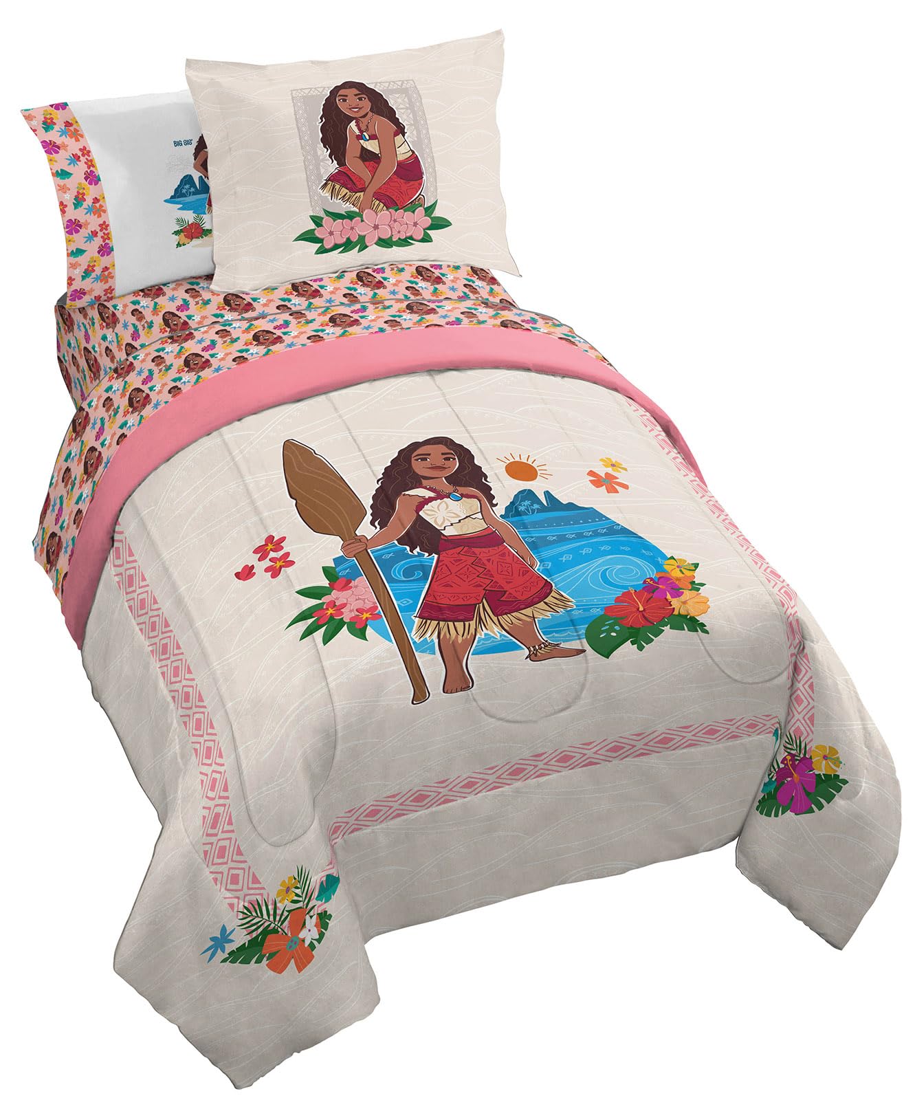Conjunto De Edredom Jay Franco Disney Moana Twin, Roupa De Cama De 5 Peças
