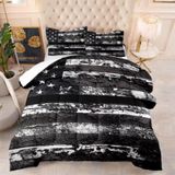 Conjunto De Edredom Kxry Preto E Branco Com Bandeira Americana Completa
