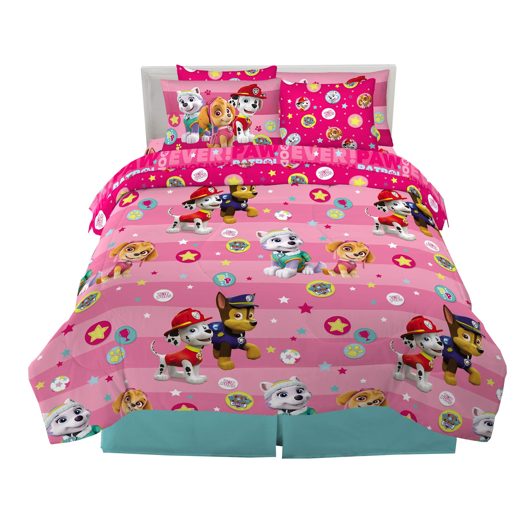Conjunto De Roupa De Cama Paw Patrol Girls Full Size 7 Peças Franco