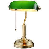 Lâmpada De Mesa Torchstar Green Glass Bankers Ul Listed Vintage