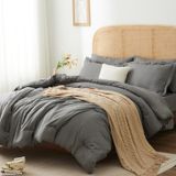 Cama Em Uma Bolsa Himeet King Size, Edredom Cinza, 7 Peças