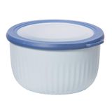 Taça De Plástico Oggi Prep, Armazene E Sirva 2,6 L Azul Com Tampa Azul Dk