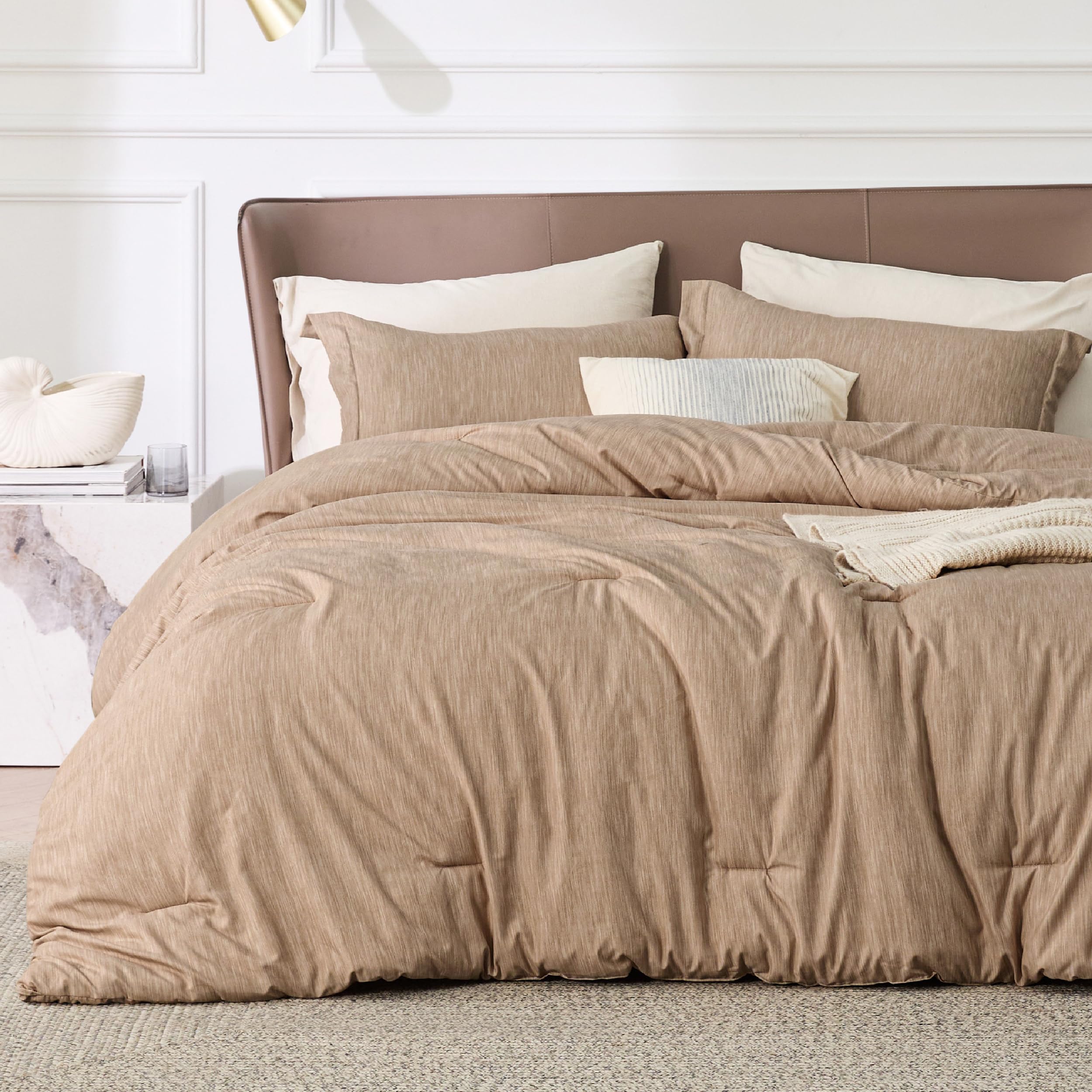 Conjunto De Edredom Bedsure King Size Light Taupe, 3 Peças