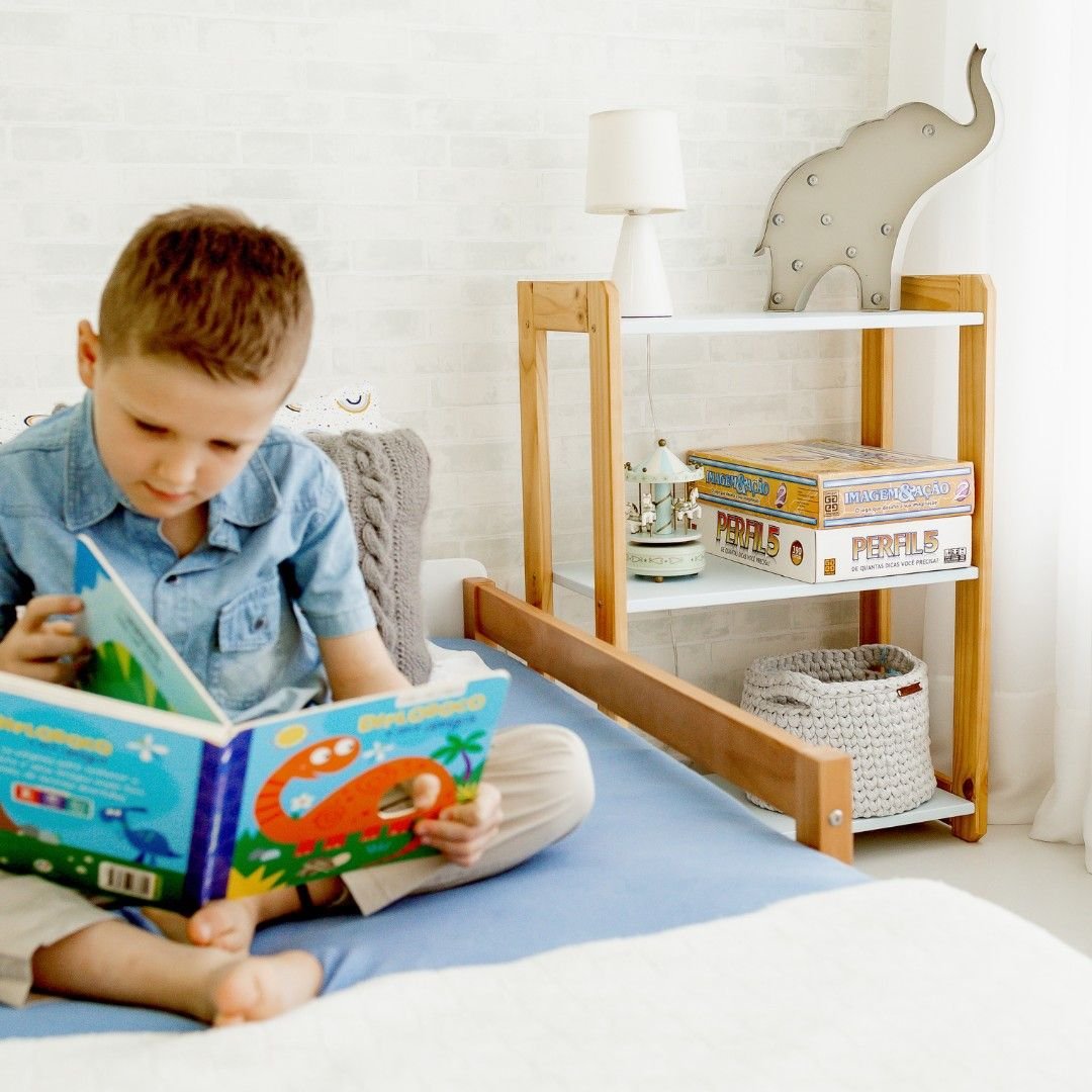 Estante Vin Baixa Azul Bebê/amêndoa