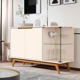 Buffet Tucumã Com Puxador Usinado E Vidro Em 4cm Temperado Off White