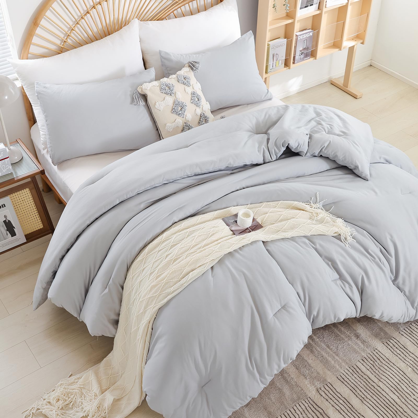 Conjunto De Edredom Weigelia Grey Queen Size Com 1 Edredom E 2 Estojos