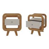 Kit 2 Mesas De Cabeceira Com Tomada Usb E 1gaveta Cinamomo/ Off White