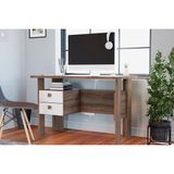 Mesa De Computador Solteiro Msm423 C/ 2 Gavetas Rustico/branco - Movelbento
