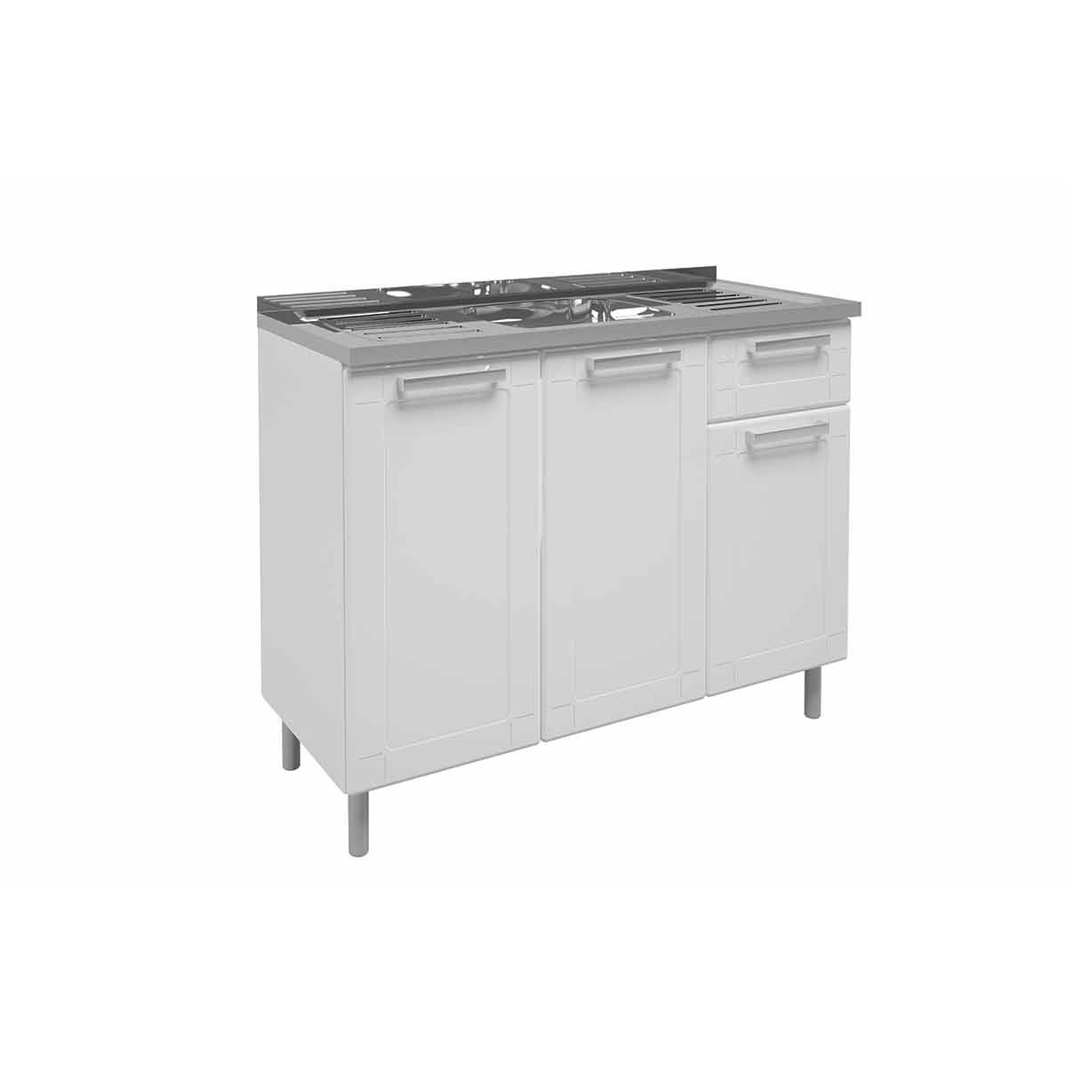 Balcão Bertolini Múltipla 6013 Aço Pia 105cm Branco