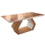 Mesa de Jantar Rufato Alvorada Vidro Reto 180 Imbuia/Off White Vidro Imbuia