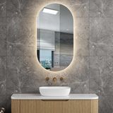 Espelho Decorativo Oval 60x40cm Iluminado Led Quente