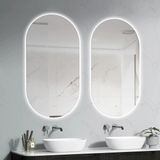 Espelho Corpo Inteiro Oval 76x43cm Led Frio Moderno Elegante