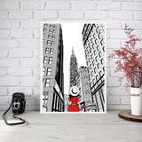 Quadro Decorativo Nova York - Turista 24x18cm - Com Vidro