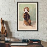 Quadro Decorativo Arte Cão Beagle 33x24cm - Com Vidro