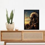 Quadro Decorativo Caboclo Tupã 45x34cm - Com Vidro