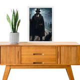 Quadro Umbanda Exu Gato Preto 45x34cm - Com Vidro