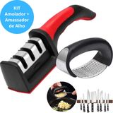 Kit Amassador Resistente + Afiador Profissional Inox