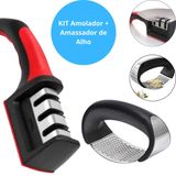 Kit Amassador De Alho + Afiador De Facas Compacto